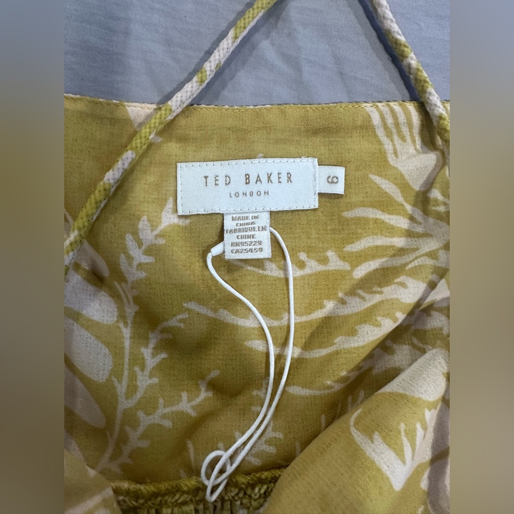 Ted Baker Mustard and Cream Patterned Top Size 6 - Picture 4 of 9